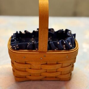 Woven Basket with Blue Fabric Liner